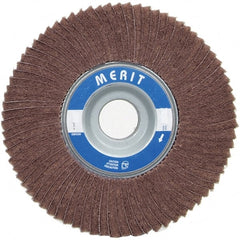 Merit Abrasives - 6" Diam, 60 Grit Ceramic Interleaf Flap Wheel - 1" Hole, 1" Wide, Coated, Medium Grade, 6,000 Max RPM , Cloth Backing - Exact Tooling