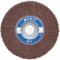 Merit Abrasives - 6" Diam, 180 Grit Ceramic Interleaf Flap Wheel - 1" Hole, 2" Wide, Coated, Very Fine Grade, 6,000 Max RPM , Cloth Backing - Exact Tooling