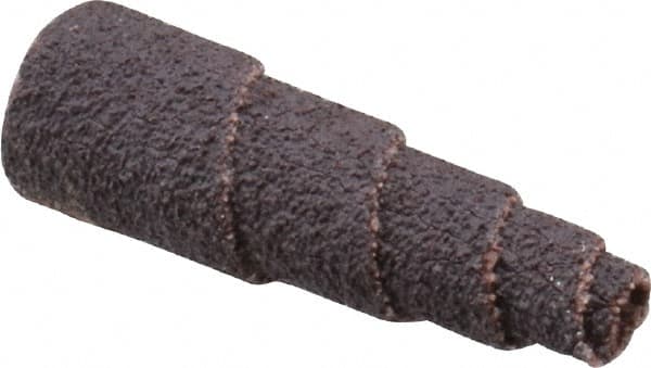Merit Abrasives - 1-1/2" Long x 1/2" Diam, Aluminum Oxide, Full Taper Cartridge Roll - 60 Grit, 1/8" Pilot Hole Diam, Medium Grade - Exact Tooling