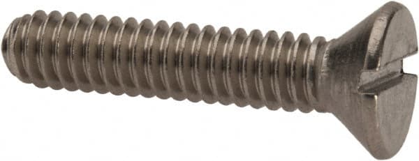 Value Collection - 1/4-20 UNC, 1-1/4" OAL Slotted Drive Machine Screw - Flat Head, Grade 316 Stainless Steel, Uncoated, Without Washer - Exact Tooling