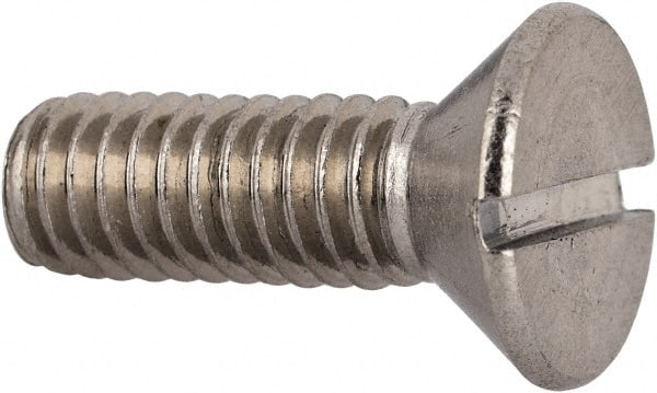 Value Collection - 5/16-18 UNC, 1" OAL Slotted Drive Machine Screw - Flat Head, Grade 316 Stainless Steel, Uncoated, Without Washer - Exact Tooling