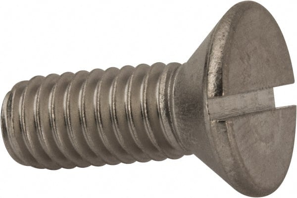Value Collection - 3/8-16 UNC, 1" OAL Slotted Drive Machine Screw - Flat Head, Grade 316 Stainless Steel, Uncoated, Without Washer - Exact Tooling