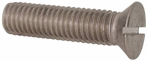 Value Collection - 1/2-13 UNC, 2" OAL Slotted Drive Machine Screw - Flat Head, Grade 316 Stainless Steel, Uncoated, Without Washer - Exact Tooling