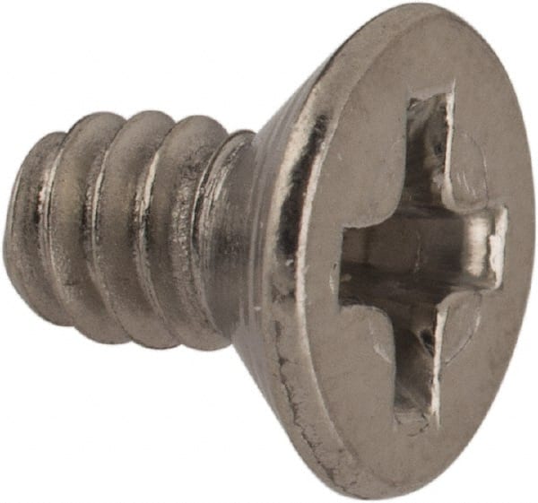 Value Collection - #6-32 UNC, 1/4" OAL Phillips Drive Machine Screw - Flat Head, Grade 316 Stainless Steel, Uncoated, Without Washer - Exact Tooling