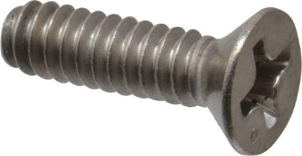 Value Collection - #6-32 UNC, 1/2" OAL Phillips Drive Machine Screw - Flat Head, Grade 316 Stainless Steel, Uncoated, Without Washer - Exact Tooling