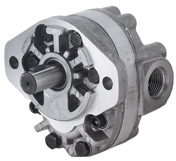 Parker - 7.3 GPM, 1-1/6-12 UNF-2B SAE Inlet Size, 2,500 RPM, 3/4" Shaft Diam, SAE A Mount, Hydraulic Gear Pump - 7.34 GPM at 1,800 RPM, 14.68 GPM at 3,600 RPM, 2,500 psi Max Working Pressure, 1-1/16-12 SAE Port Size - Exact Tooling