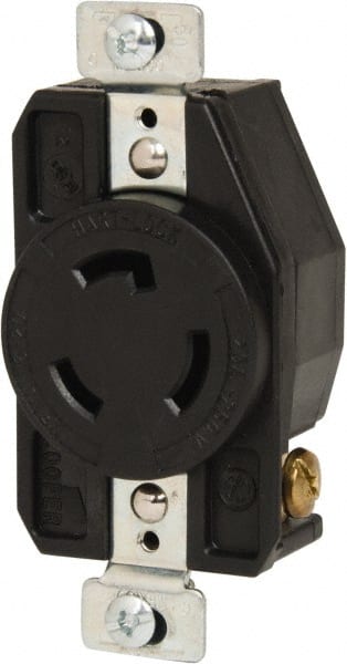 Cooper Wiring Devices - 250 VAC, 20 Amp, L6-20R NEMA, Self Grounding Receptacle - 2 Poles, 3 Wire, Female End, Black - Exact Tooling