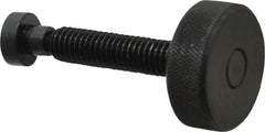 Gibraltar - 3/8-16 Knurled Shoulderless Swivel Pad Tip Grade C-12L14 Steel Thumb Screw - 2.55" OAL, 1-1/4" Head Diam x 7/16" Head Height, Black Oxide Finish - Exact Tooling