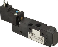 Parker - 1/8", 3-Way Body Ported Stacking Solenoid Valve - 24 VDC, 0.75 CV Rate, Air Return, 2.14" High x 4.2" Long - Exact Tooling