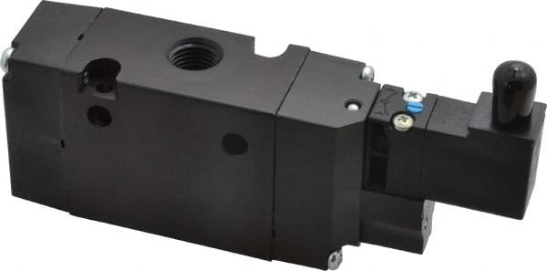 Parker - 1/4", 3-Way Body Ported Stacking Solenoid Valve - 24 VDC, 1.4 CV Rate, Air Return, 2.4" High x 5.29" Long - Exact Tooling