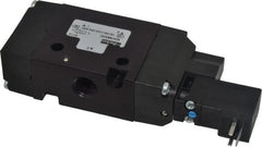 Parker - 1/4", 3-Way Body Ported Stacking Solenoid Valve - 120 VAC, 1.4 CV Rate, Air Return, 2.4" High x 5.29" Long - Exact Tooling
