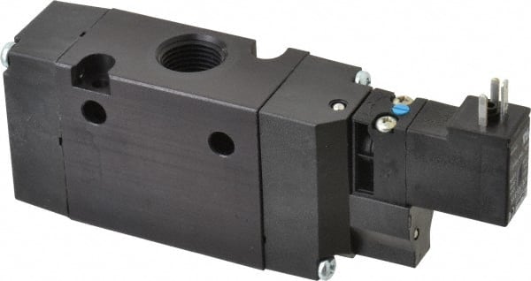Parker - 3/8", 3-Way Body Ported Stacking Solenoid Valve - 120 VAC, 1.4 CV Rate, Air Return, 2.4" High x 5.29" Long - Exact Tooling