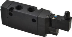 Parker - 3/8", 4-Way Body Ported Stacking Solenoid Valve - 24 VDC, 1.4 CV Rate, 2.4" High x 5.78" Long - Exact Tooling