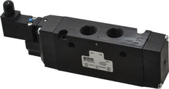 Parker - 3/8", 4-Way Body Ported Stacking Solenoid Valve - 120 VAC, 2.7 CV Rate, Air Return, 2.4" High x 6.67" Long - Exact Tooling