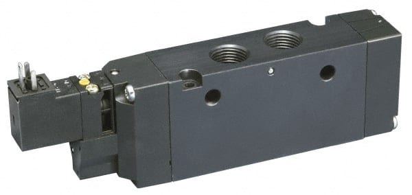 Parker - 3/4", 4-Way Body Ported Stacking Solenoid Valve - 24 VDC, 7 CV Rate, Air Return, 2.95" High x 9.13" Long - Exact Tooling
