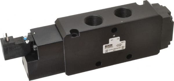 Parker - 3/4", 4-Way Body Ported Stacking Solenoid Valve - 120 VAC, 7 CV Rate, Air Return, 2.95" High x 9.13" Long - Exact Tooling