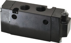 Parker - 3/8", 4-Way Body Ported Stacking Solenoid Valve - 1.4 CV Rate, Air Return, 1.89" High x 4.37" Long - Exact Tooling