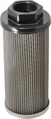Flow Ezy Filters - 100 Mesh, 76 LPM, 20 GPM, 3.2" Diam, Female Suction Strainer without Bypass - 1 1/4 Port NPT, 7.4" Long - Exact Tooling