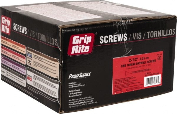 Value Collection - #8, 2-1/2" OAL, Phillips Drive Bugle Head, Steel Drywall Screws - Black Phosphate Finish, Grade 1018 - Exact Tooling