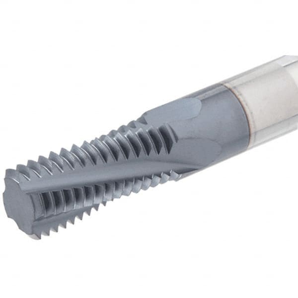 Iscar - 1/8-28 BSP, 0.2362" Cutting Diam, 3 Flute, Solid Carbide Helical Flute Thread Mill - Internal/External Thread, 3/8" LOC, 58mm OAL, 6mm Shank Diam - Exact Tooling