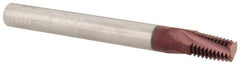 Iscar - NPT, 1/4" Cutting Diam, 3 Flute, Solid Carbide Helical Flute Thread Mill - External Thread, 0.4" LOC, 2-1/2" OAL, 1/4" Shank Diam - Exact Tooling