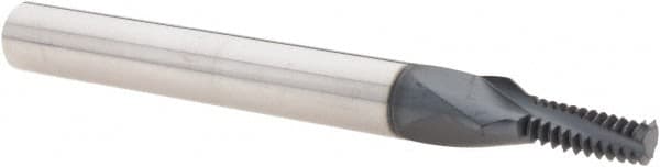 Iscar - UN, 0.16" Cutting Diam, 3 Flute, Solid Carbide Helical Flute Thread Mill - External Thread, 0.4" LOC, 2-1/2" OAL, 1/4" Shank Diam - Exact Tooling