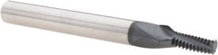 Iscar - UN, 0.16" Cutting Diam, 3 Flute, Solid Carbide Helical Flute Thread Mill - External Thread, 0.4" LOC, 2-1/2" OAL, 1/4" Shank Diam - Exact Tooling