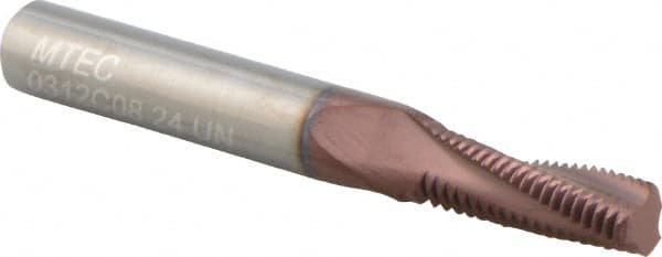 Iscar - UN, 0.28" Cutting Diam, 3 Flute, Solid Carbide Helical Flute Thread Mill - External Thread, 0.8" LOC, 2-1/2" OAL - Exact Tooling
