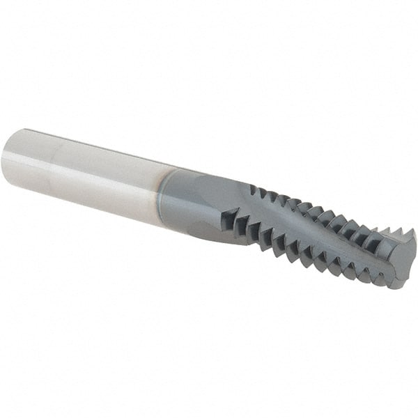 Iscar - UN, 0.39" Cutting Diam, 3 Flute, Solid Carbide Helical Flute Thread Mill - External Thread, 1.1" LOC, 3" OAL, 3/8" Shank Diam - Exact Tooling