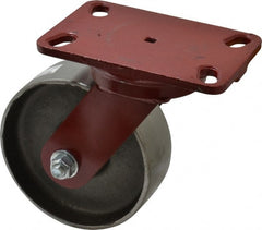 Hamilton - 6" Diam x 2" Wide x 7-3/4" OAH Top Plate Mount Swivel Caster - Forged Steel, 2,000 Lb Capacity, Roller Bearing, 4-1/2 x 6-1/2" Plate - Exact Tooling