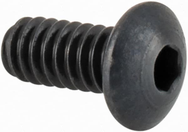 Camcar - #2-56 UNC Hex Socket Drive, Button Screw - Alloy Steel, Black Oxide Finish, Fully Threaded, 3/16" Length Under Head - Exact Tooling
