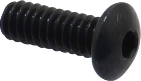 Camcar - #2-56 UNC Hex Socket Drive, Button Screw - Alloy Steel, Black Oxide Finish, Fully Threaded, 1/4" Length Under Head - Exact Tooling