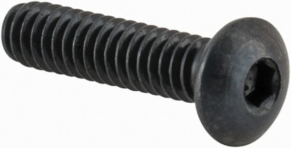 Camcar - #2-56 UNC Hex Socket Drive, Button Screw - Alloy Steel, Black Oxide Finish, Fully Threaded, 3/8" Length Under Head - Exact Tooling
