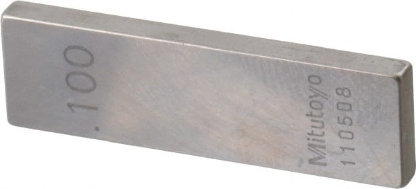 Mitutoyo - 0.1" Rectangular Steel Gage Block - Accuracy Grade 0, Includes Certificate of Inspection - Exact Tooling