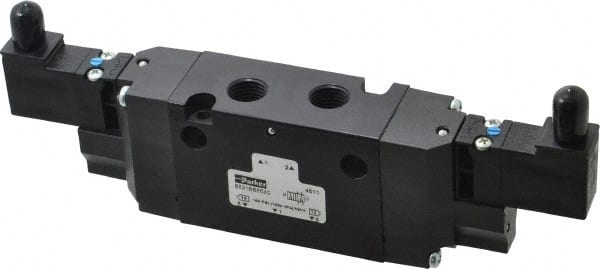 Parker - 4-Way Body Ported Stacking Solenoid Valve - 120 VAC, 1.4 CV Rate, 7.51" Long - Exact Tooling