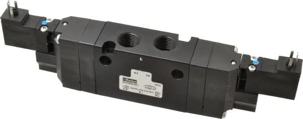 Parker - 4-Way Body Ported Stacking Solenoid Valve - 24 VDC, 1.1 CV Rate, 8.45" Long - Exact Tooling