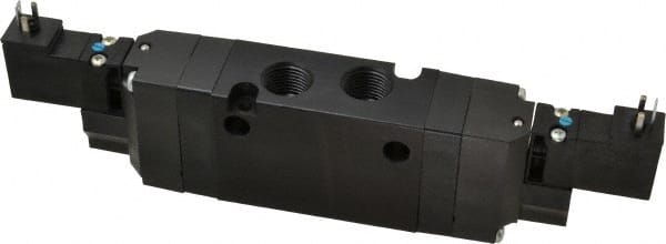 Parker - 4-Way Body Ported Stacking Solenoid Valve - 120 VAC, 1.1 CV Rate, 8.45" Long - Exact Tooling