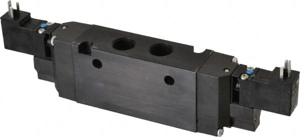 Parker - 4-Way Body Ported Stacking Solenoid Valve - 120 VAC, 2.7 CV Rate, 8.41" Long - Exact Tooling
