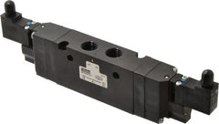 Parker - 3/8", 4-Way Body Ported Stacking Solenoid Valve - 24 VDC, 2.1 CV Rate, 9.35" Long - Exact Tooling