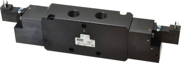 Parker - 4-Way Body Ported Stacking Solenoid Valve - 120 VAC, 5.7 CV Rate, 11.29" Long - Exact Tooling
