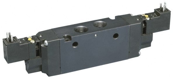 Parker - 4-Way Body Ported Stacking Solenoid Valve - 24 VDC, 6.6 CV Rate, 11.29" Long - Exact Tooling