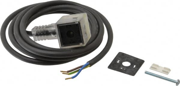 Parker - Solenoid Valve Lighted 3 Pin Connector - 30mm x 6 Ft. Cord - Exact Tooling