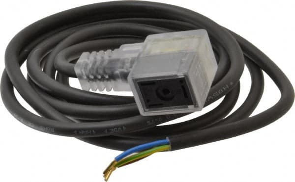Parker - Solenoid Valve Lighted 3 Pin Connector - 22mm x 6 Ft. Cord - Exact Tooling