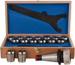 ETM - ISO40 Taper Shank, ER Collet Chuck Set - 0.12 to 1.025 Inch Collet Chuck Capacity - Exact Tooling