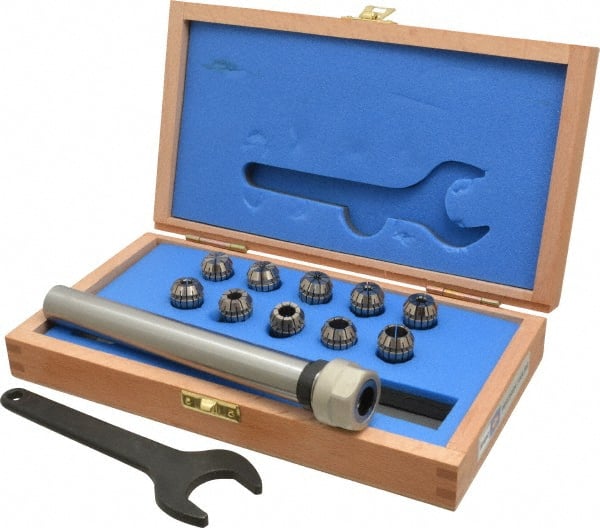 ETM - 3/4 Inch Shank Diameter, Straight Shank, ER Collet Chuck Set - 0.022 to 0.396 Inch Collet Chuck Capacity - Exact Tooling