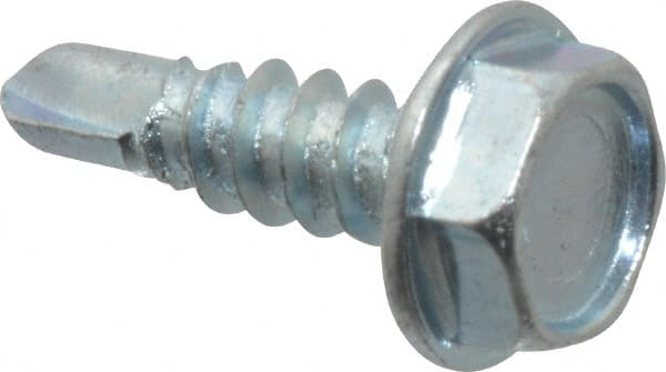 Value Collection - #10, Hex Washer Head, Hex Drive, 5/8" Length Under Head, #3 Point, Self Drilling Screw - Grade 2 Steel, Zinc-Plated Finish - Exact Tooling