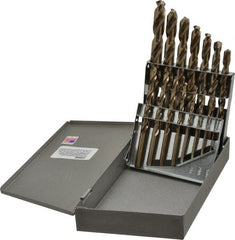 Triumph Twist Drill - 1/16 to 1/2", 135° Point, Gold Finish, Cobalt Jobber Length Drill Bit Set - Exact Tooling