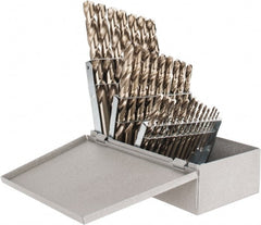 Triumph Twist Drill - 1/16 to 1/2", 135° Point, Gold Finish, Cobalt Jobber Length Drill Bit Set - Exact Tooling