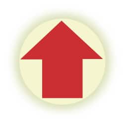 NMC - Anti-Skid Polyester Floor Sign - Round, Red on Glow (Yellow), Adhesive Backed, For Exit, Entrance & Directional - Exact Tooling