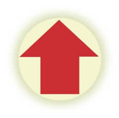 NMC - Anti-Skid Polyester Floor Sign - Round, Red on Glow (Yellow), Adhesive Backed, For Exit, Entrance & Directional - Exact Tooling